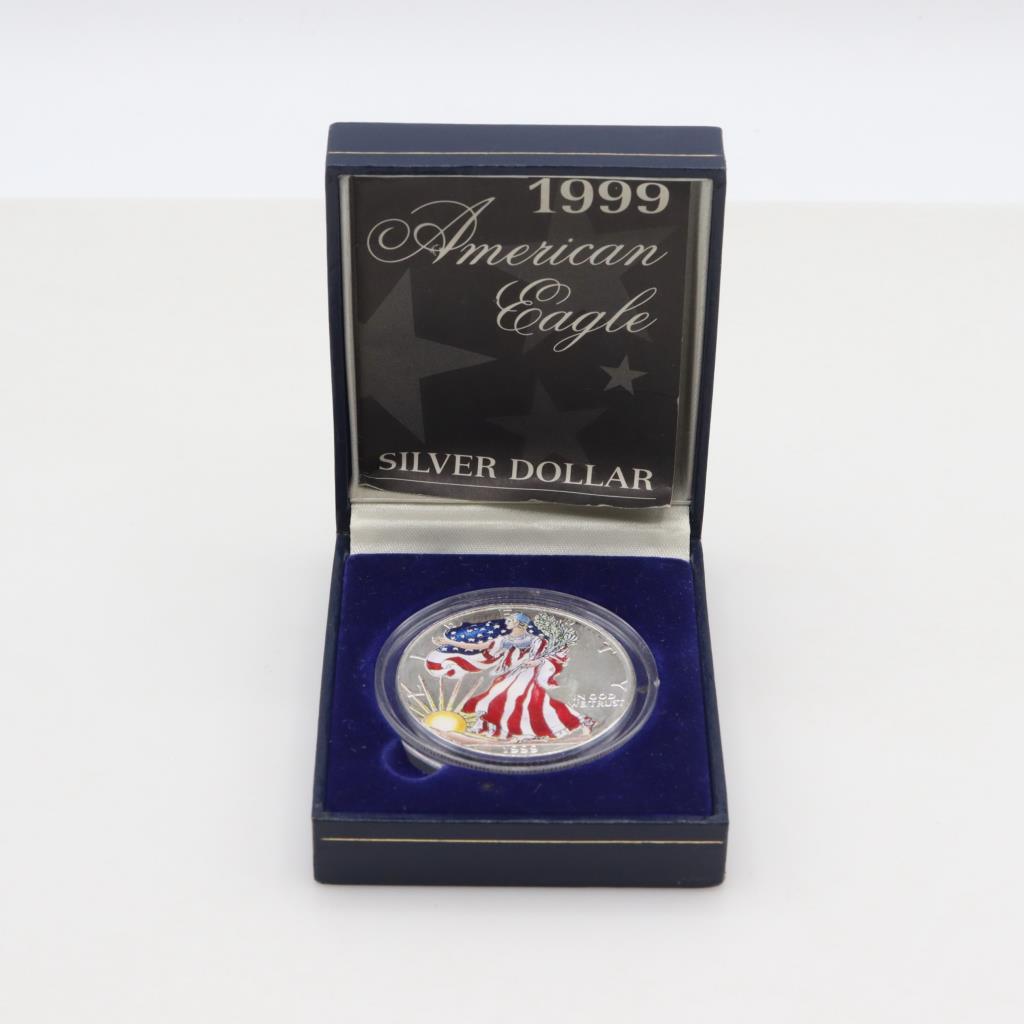Colorized Ase 1999 Colorized American Eagle Fine Silver Dollar 1oz | Property Room