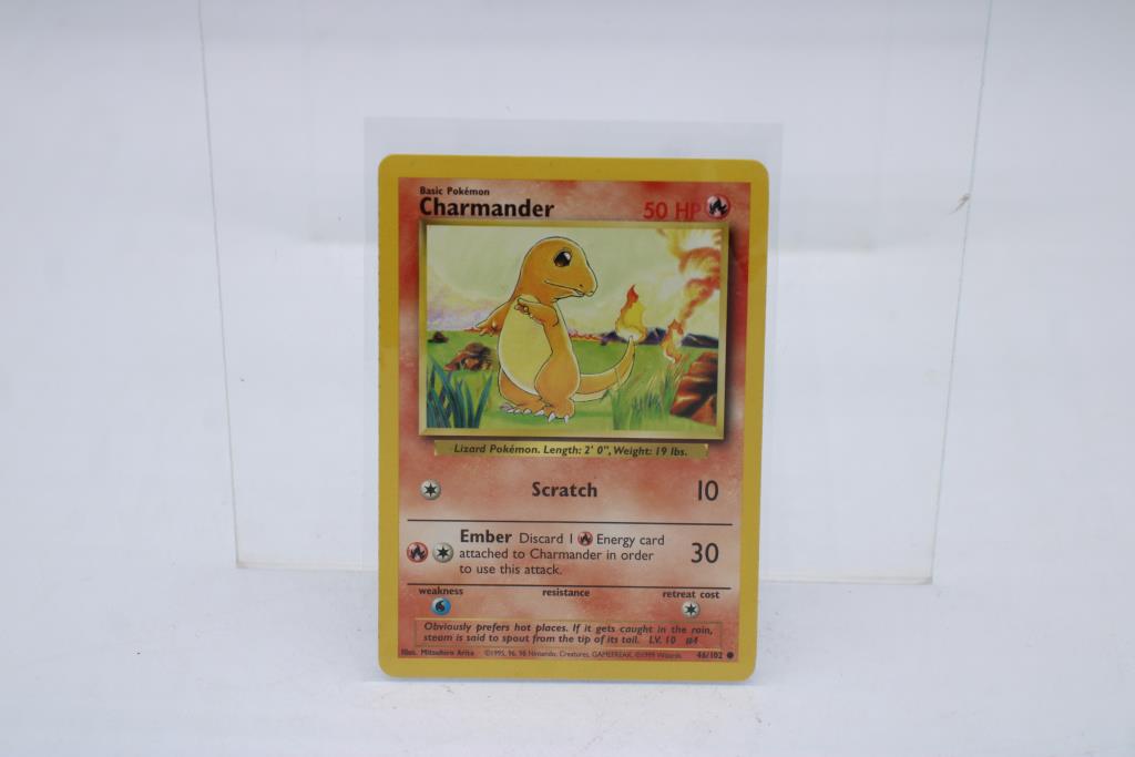 Squirtle 63 Pokemon Card - Charmander #46/102 (Base Set, Unlimited Edition) - Near Mint Condition Holo Charmander Squirtle 63 Pokemon Card - Charmander #46/102 (Base Set, Unlimited Edition) - Near Mint Condition Holo Charmander