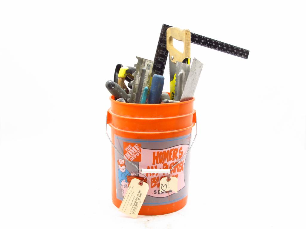 Home Depot Bucket With Assorted Tools Property Room