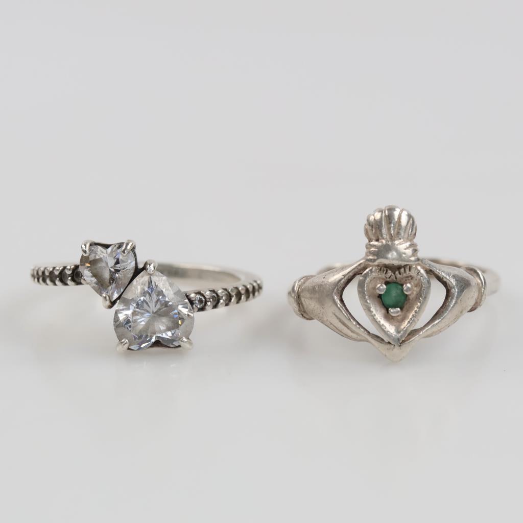 2 Sterling Silver Rings Including Pandora
