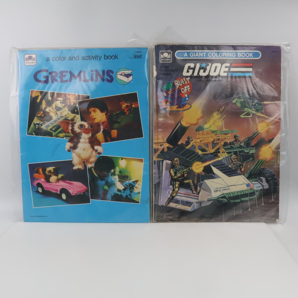 2 Vintage Golden Coloring Books: G.I. Joe & Gremlins