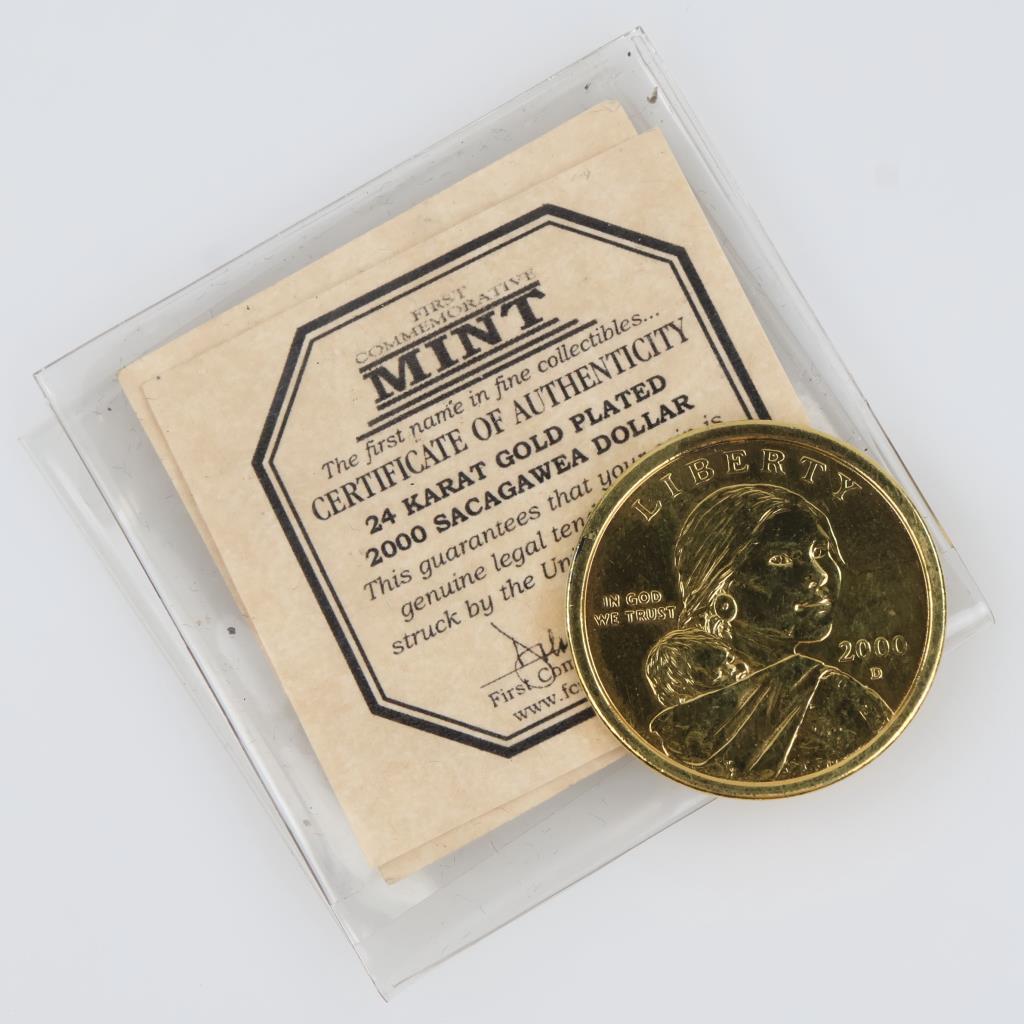 2000-D First Commemorative Mint Sacagawea Dollar With COA