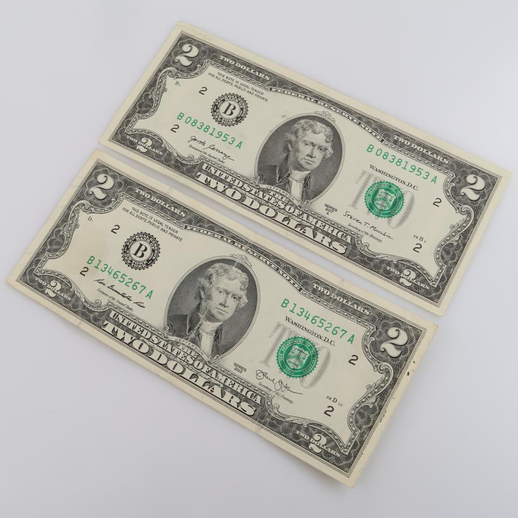 2013 & 2017-A US Federal Reserve $2 Notes, 2 Pieces