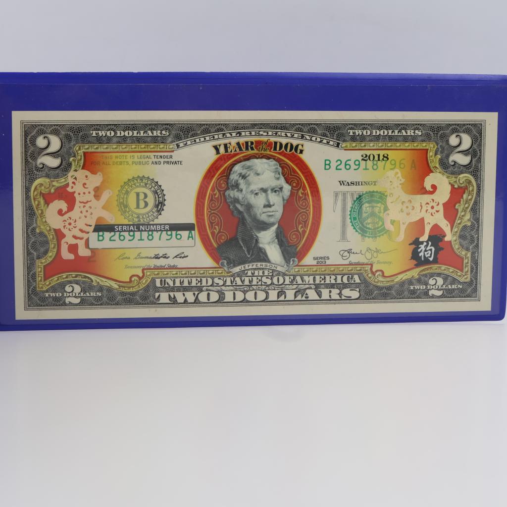 2013 US Year Of The Dog Commemorative Federal Reserve Note 2 Dollars