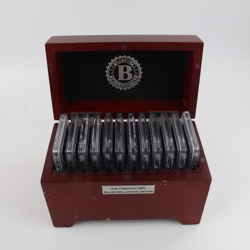 2015 Fiji One Dollar Proof Silver Plated NFL Bradford Collector Box, 12 Tokens