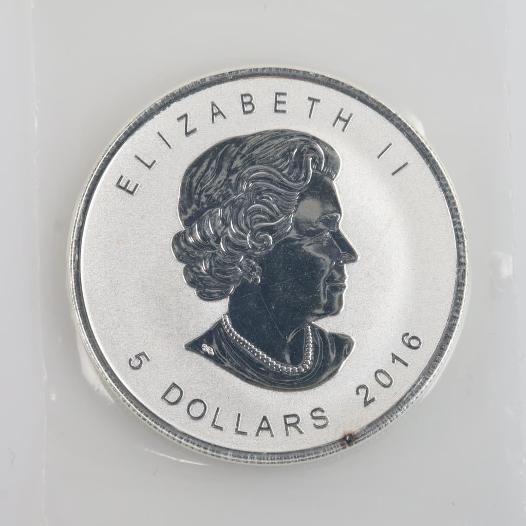 2016 Canada Birds Of Prey Series Peregrine Falcon Reverse Proof Fine Silver 5 Dollars 1oz