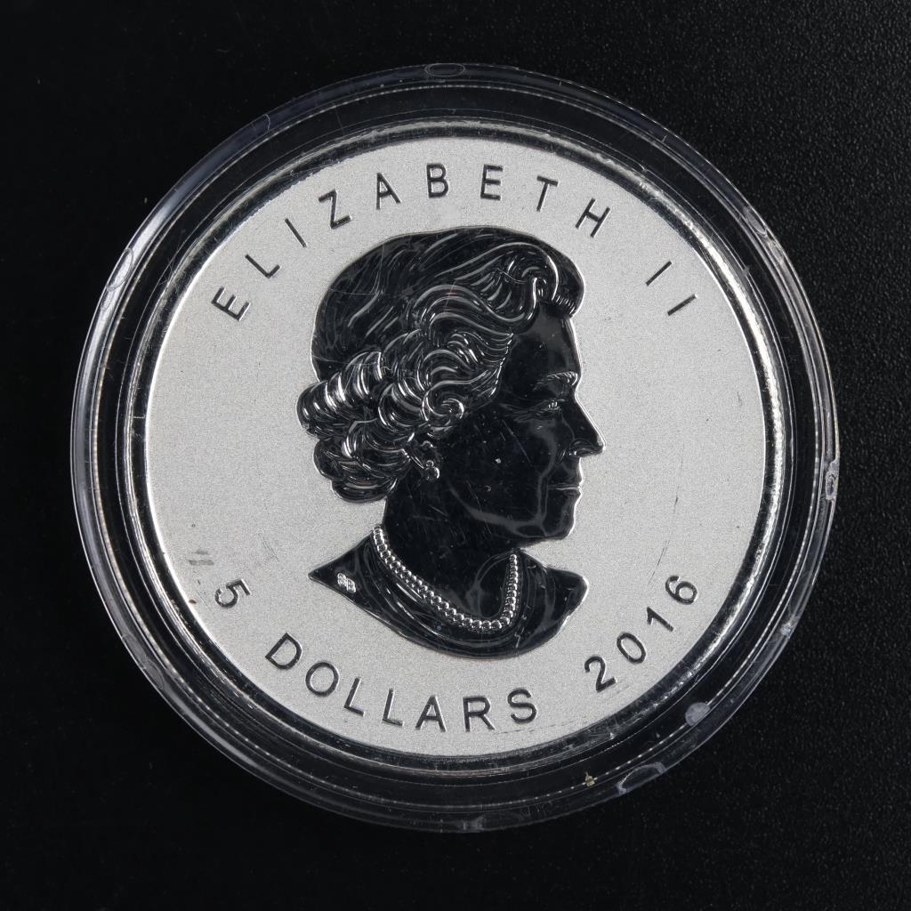 2016 Canada Maple Leaf Reverse Proof Fine Silver 5 Dollars 1oz