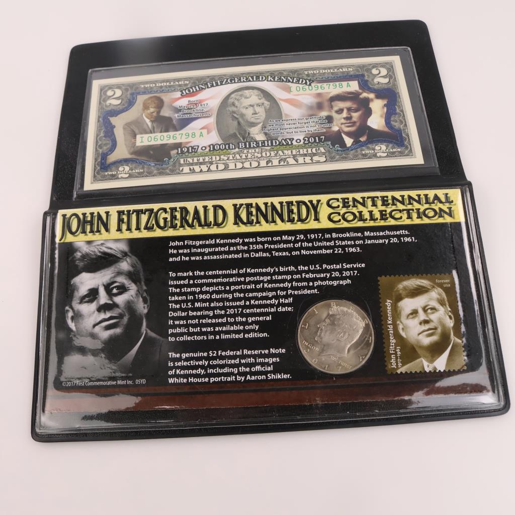 2017 JFK Centennial Commemorate Colorized 100th Bill And Coin/ With COA