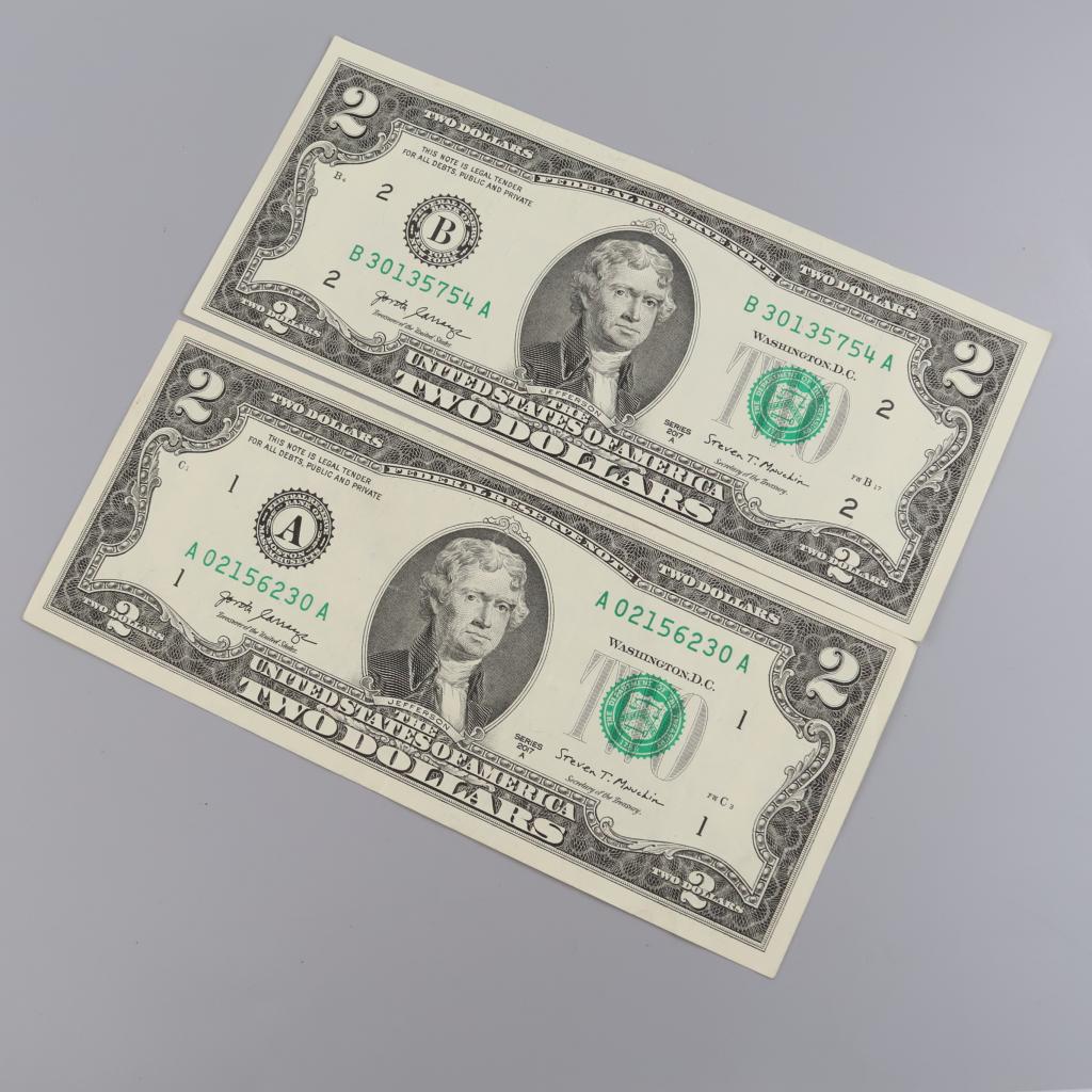 2017-A US Federal Reserve Note Two Dollars, 2 Pieces