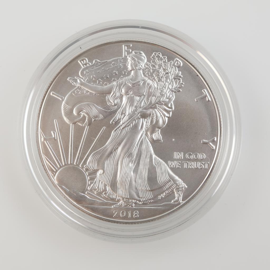 2018 W  American Eagle Fine Silver 1oz Dollar