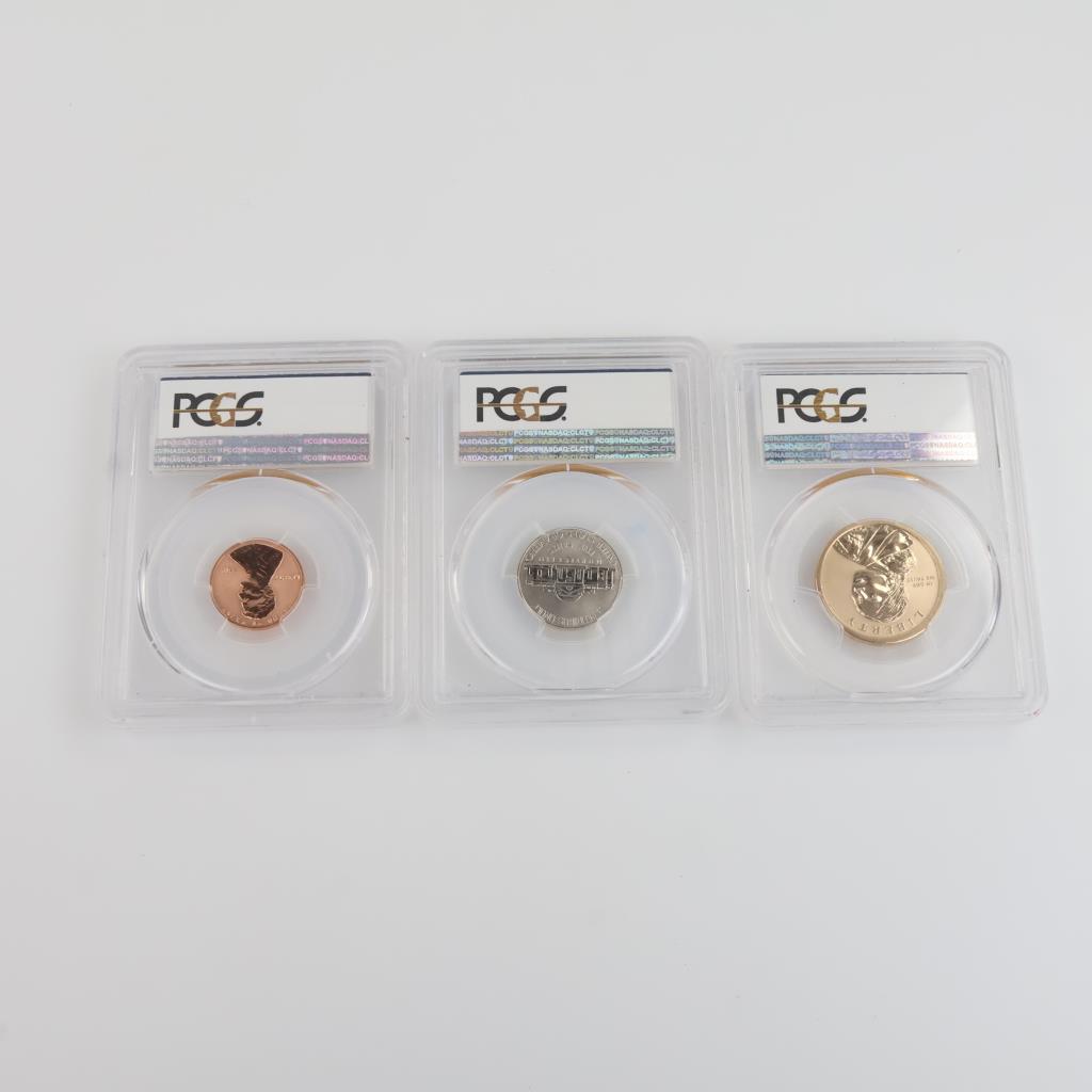 2018-S PCGS PR69 Reverse Proof 50th Anniversary Set, 3 Coins