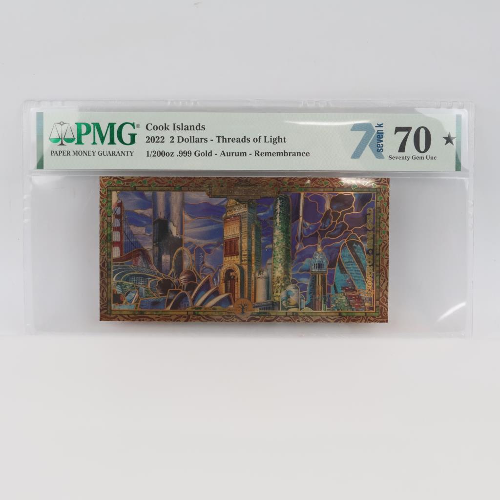 2022 PMG70 Cook Island Threads Of Light Remembrance UNC $2 Dollars
