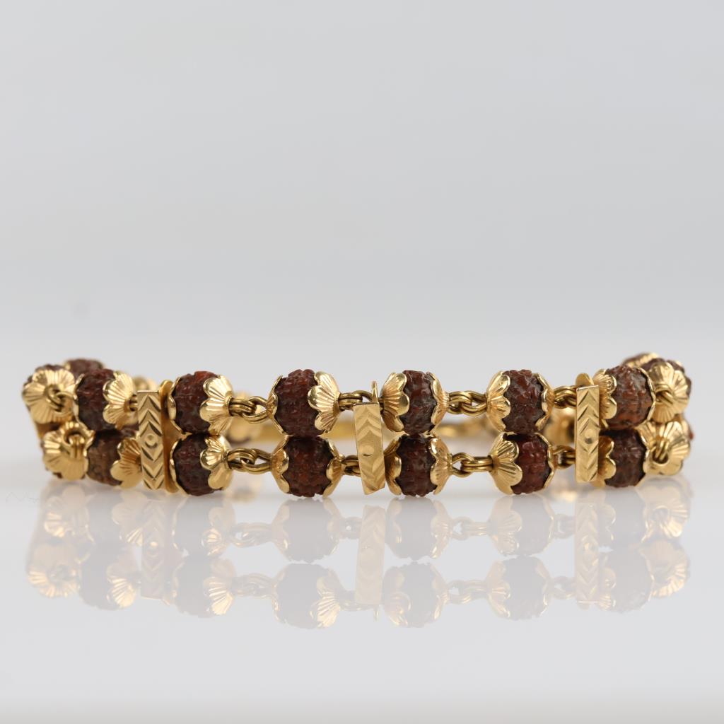 20kt Gold Rudraksha Bead Bracelet -Evaluated By Our Certified Gemologist-AGS/GIA