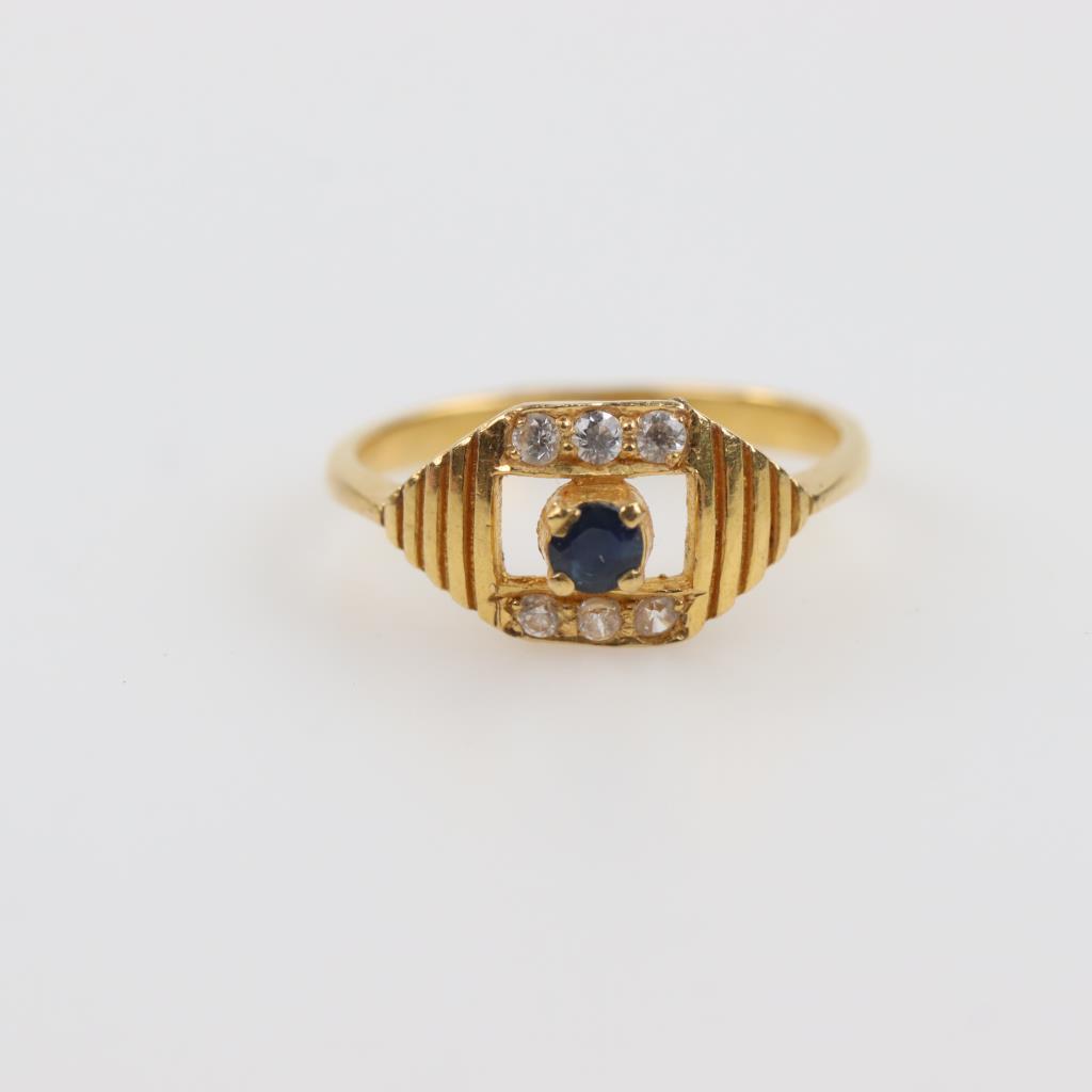20kt Gold Sapphire Cubic Zirconia Accent Ring | Property Room
