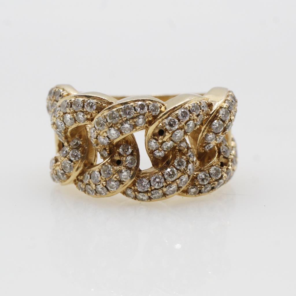 2.16cts TW Diamond 14kt Gold Curb Link Style Ring-Evaluated By Our Certified Gemologist-AGS/GIA