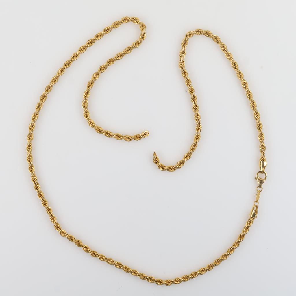21kt Gold Twisted Rope Hollow Necklace