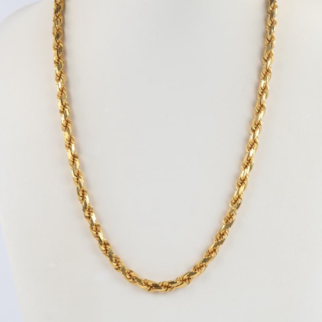 21kt Gold Wide Twisted Rope Necklace, Evaluated By Our Certified Gemologist-AGS/GIA
