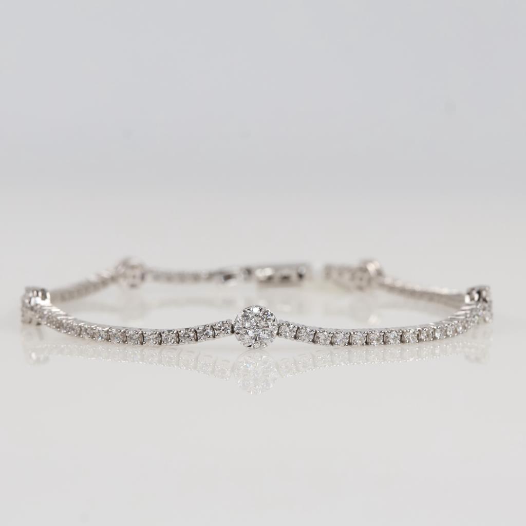 2.20cts TW Diamond 14kt White Gold Tennis Bracelet-Evaluated By Our Certified Gemologist-AGS/GIA
