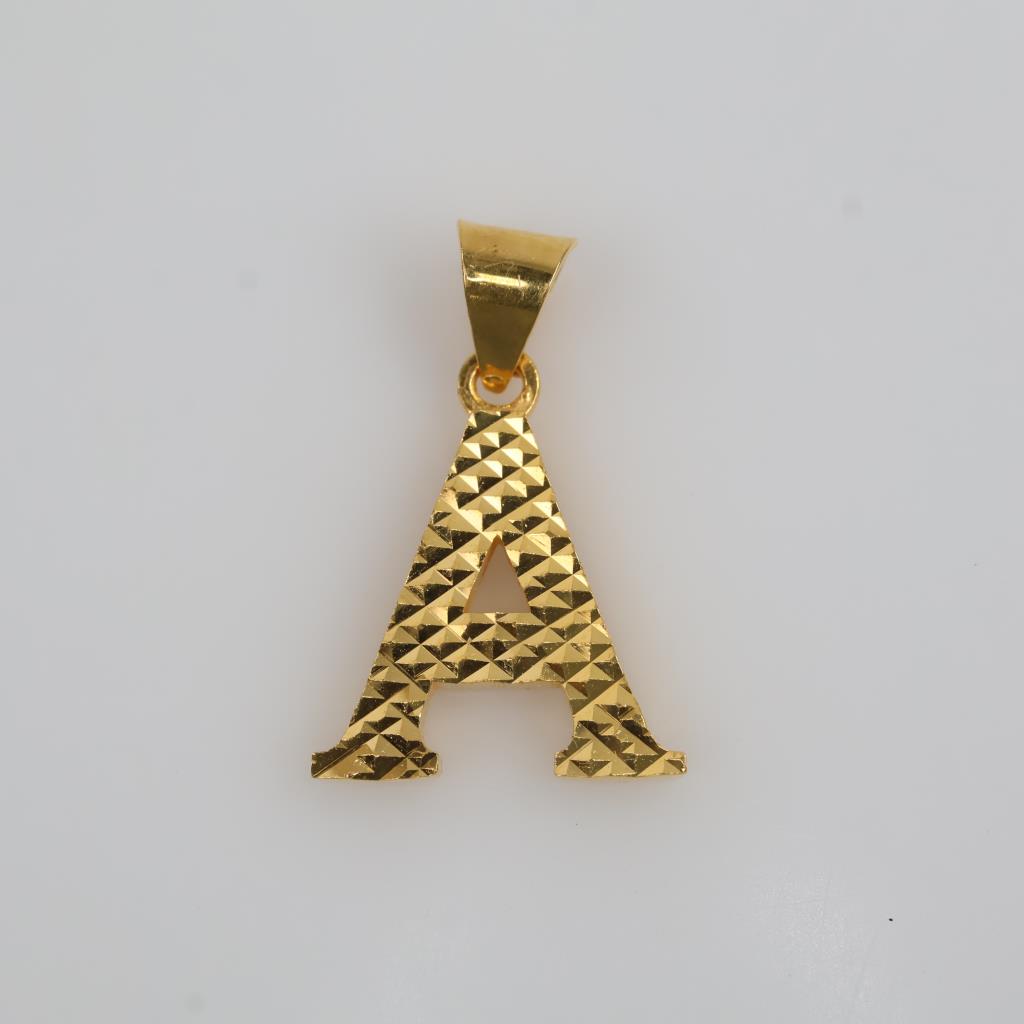 22kt Gold Hollow Letter A Pendant