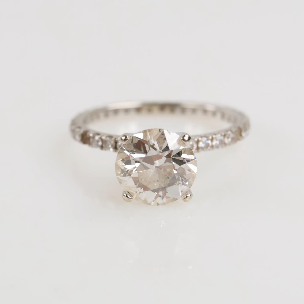 2.44cts TW Diamond 14kt White Gold Engagement Ring-Evaluated By Our Certified Gemologist-AGS/GIA