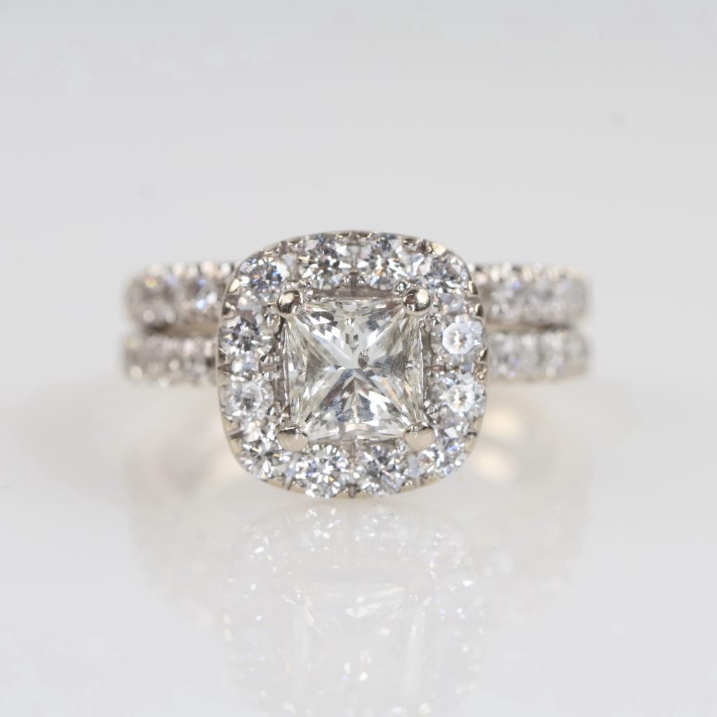 2.46cts TW Diamond 14kt White Gold Bridal Set-Evaluated By Our Certified Gemologist - AGS/GIA