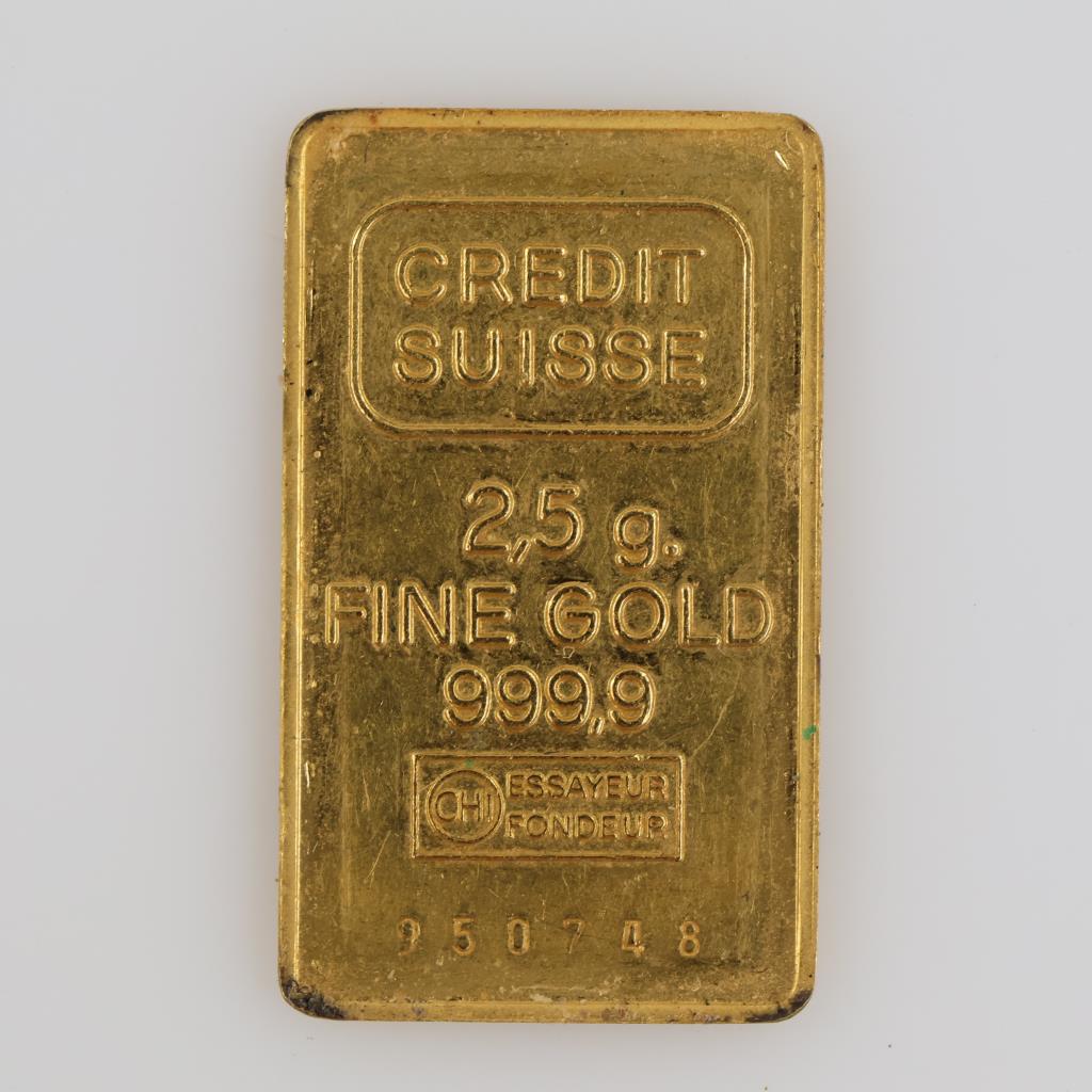 24kt Gold Credit Suisse 2.5g Bar