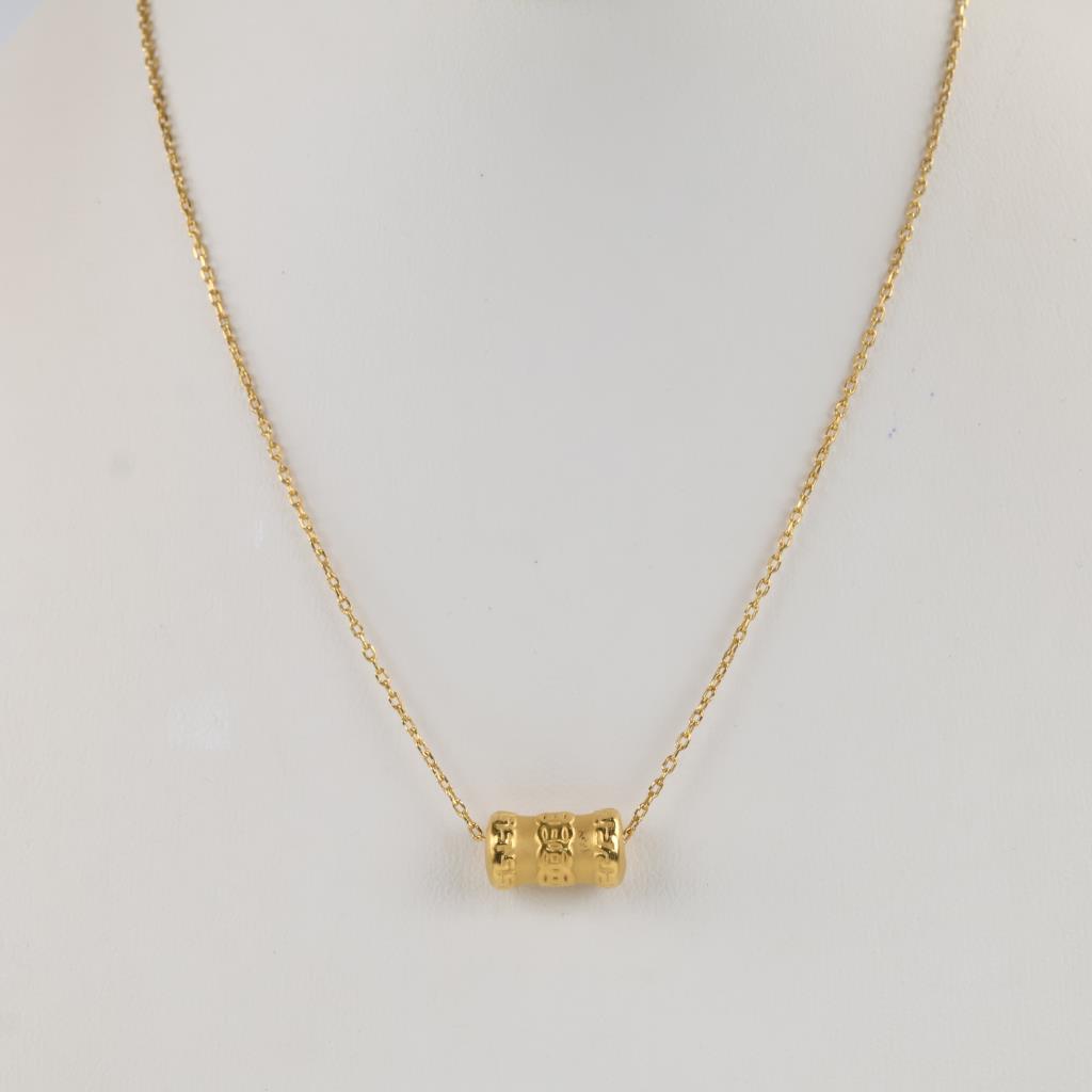 24kt Gold Hollow Bead Cable Chain Necklace
