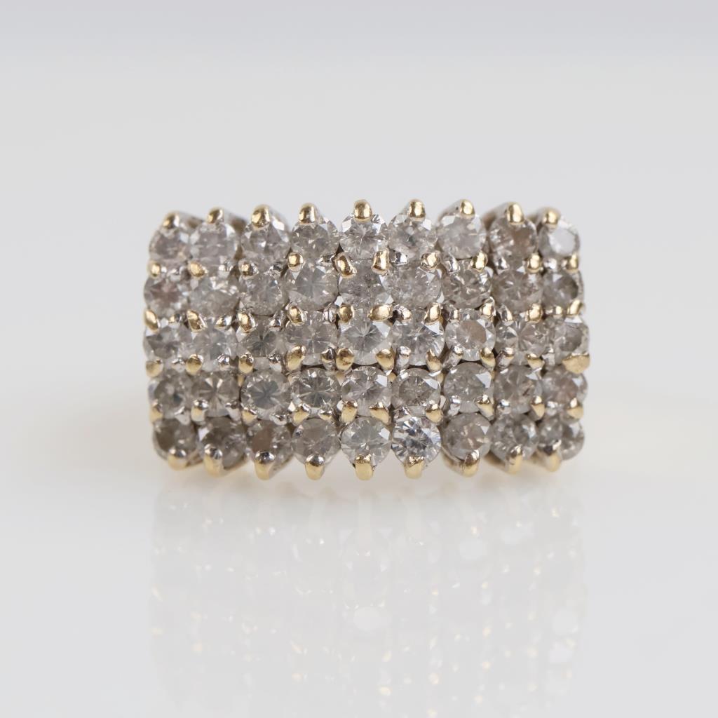 2.70cts TW Diamond 14kt Gold Waterfall Ring-Evaluated By Our Certified Gemologist-AGS/GIA