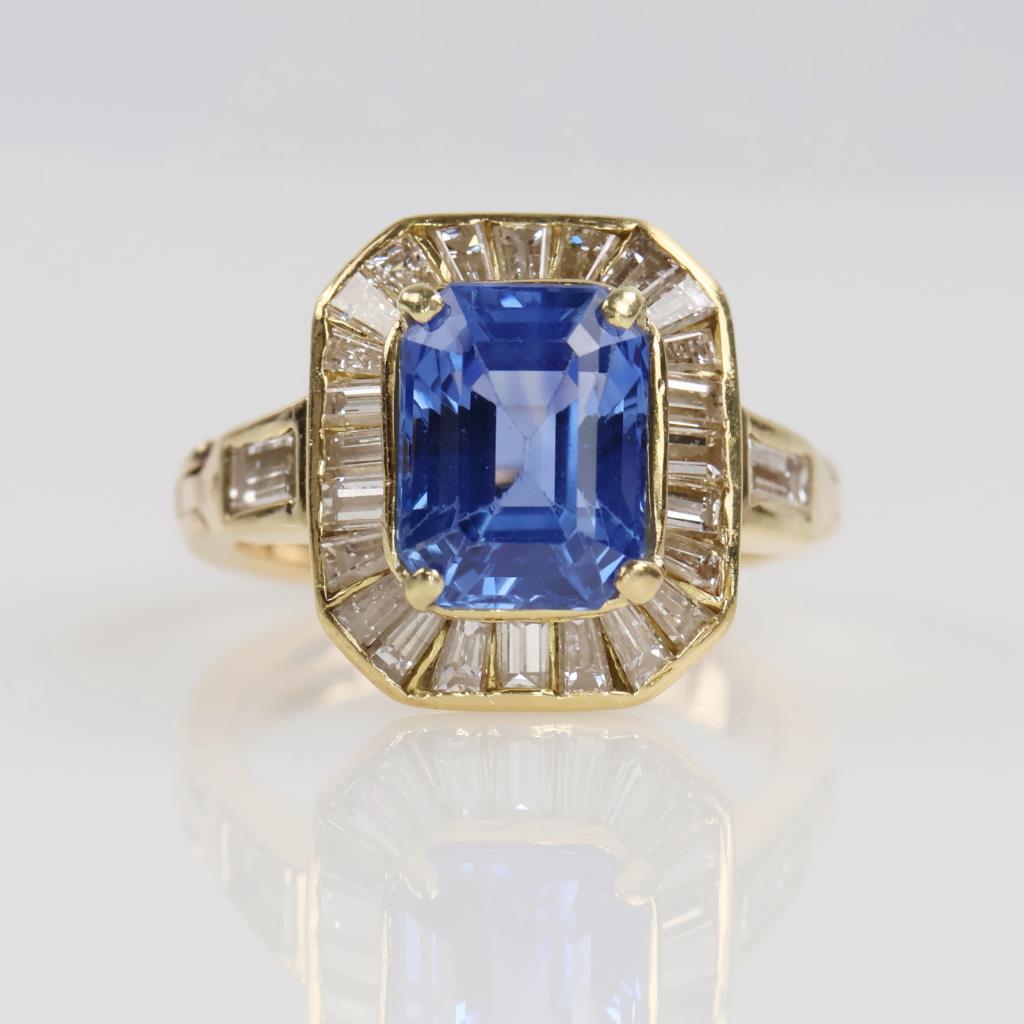 2.90ctTW Diamond Tanzanite 14kt Gold Ballerina Style Ring-Evaluated By Certified Gemologist-AGS/GIA