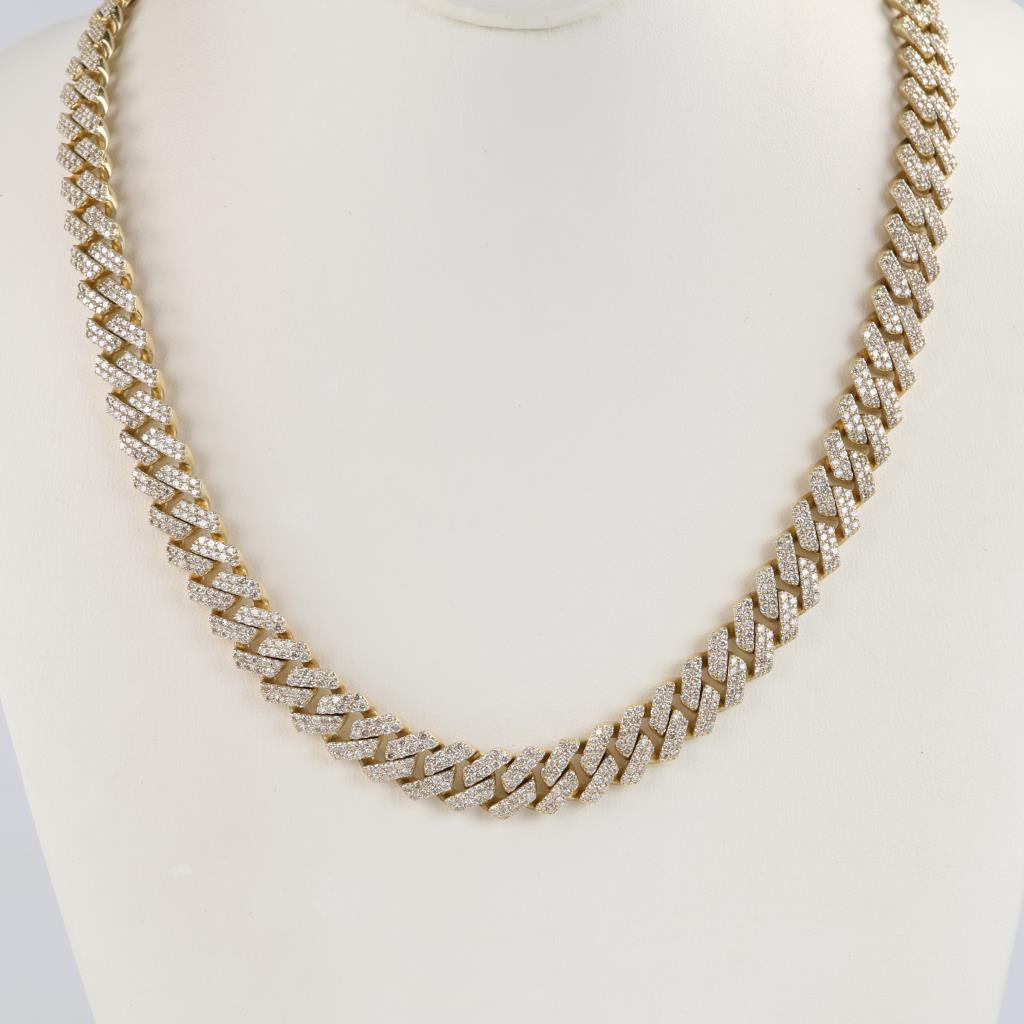 29.27cts TW Diamond 10kt Gold Necklace -Evaluated By Our Certified Gemologist-AGS/GIA