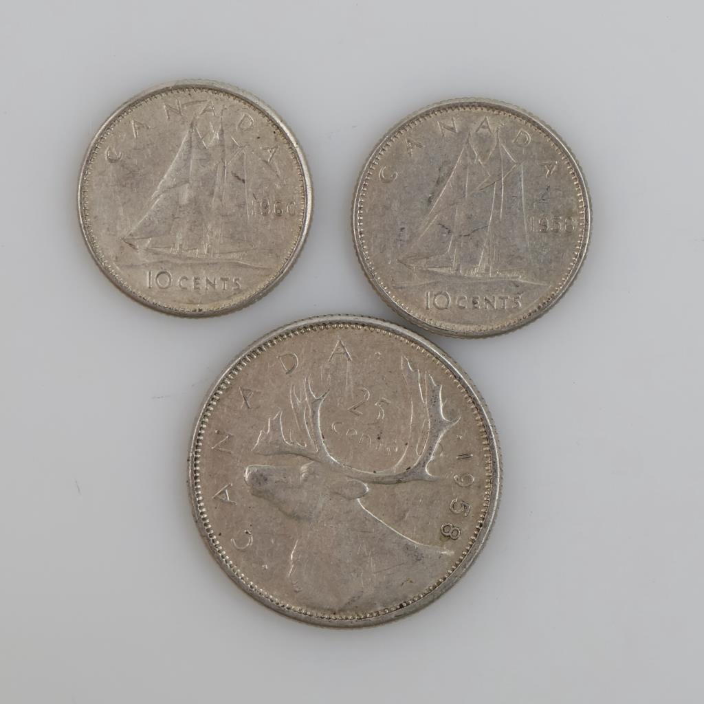 3 Canadian Silver Coins