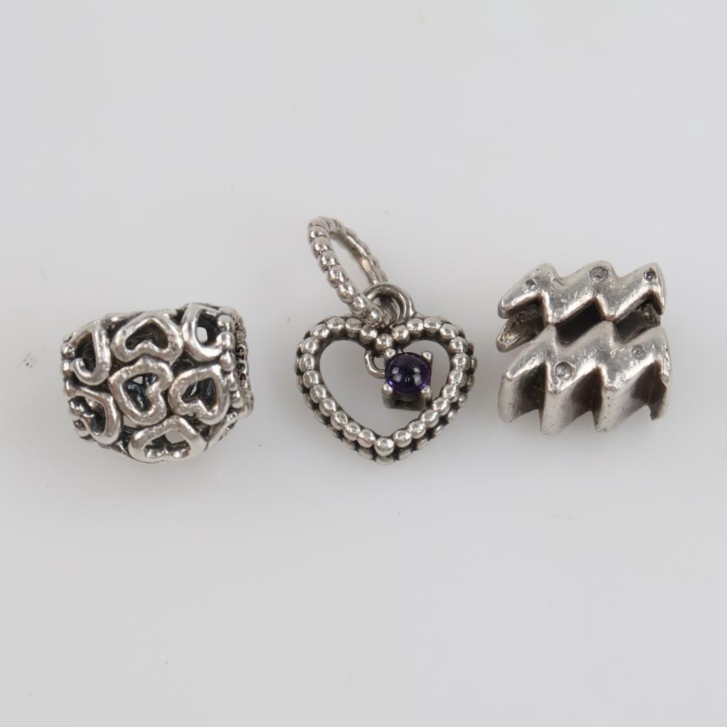 3 Pandora Sterling Silver Charms