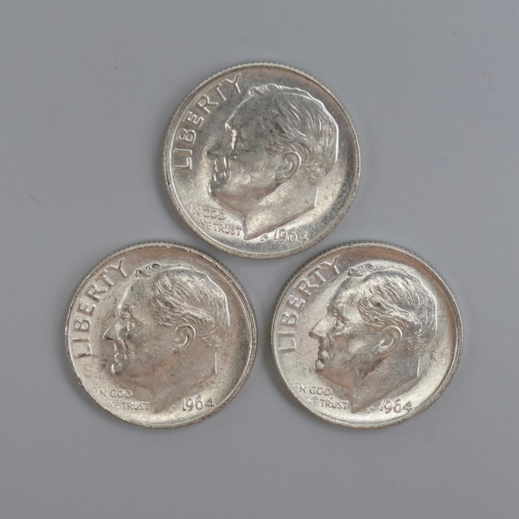 3 Roosevelt Silver Dimes