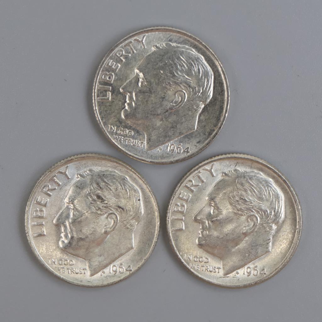3 Roosevelt Silver Dimes
