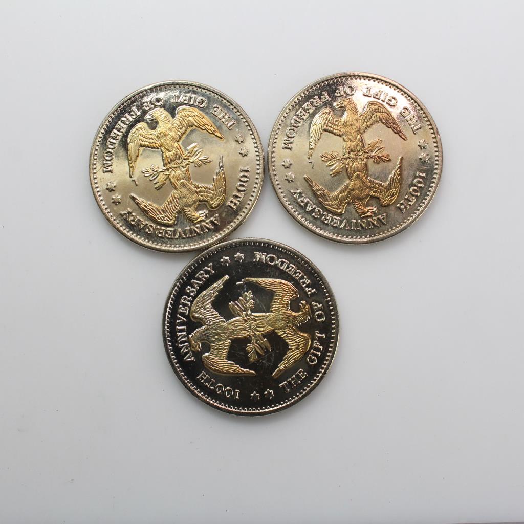 3 Statue Of Liberty 100th Anniversary Gift Of Freedom Coins Property Room