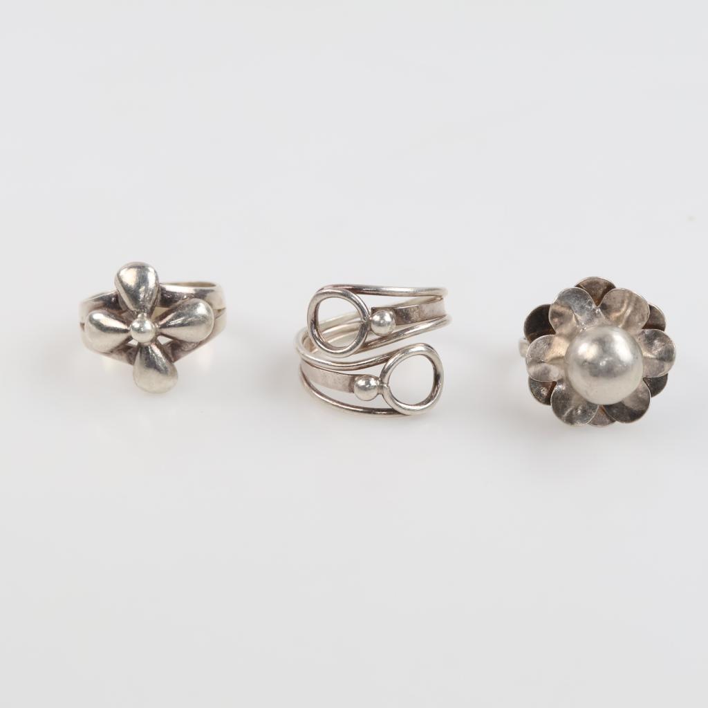 3 Sterling Silver Rings