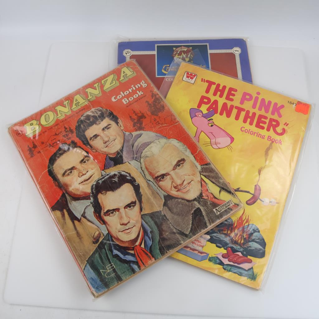 3 Vintage Coloring Books, Including Bonanza