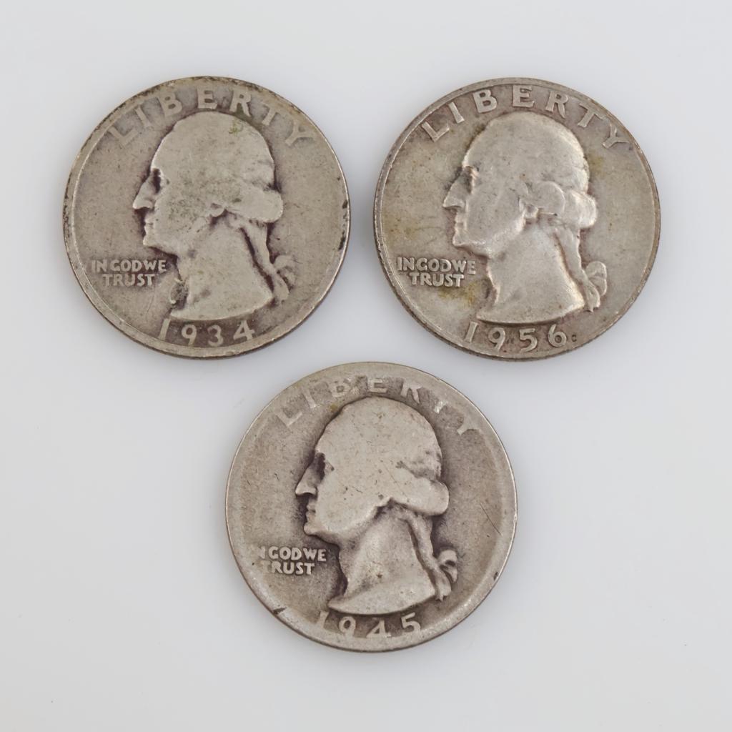 3 Washington Silver Quarters