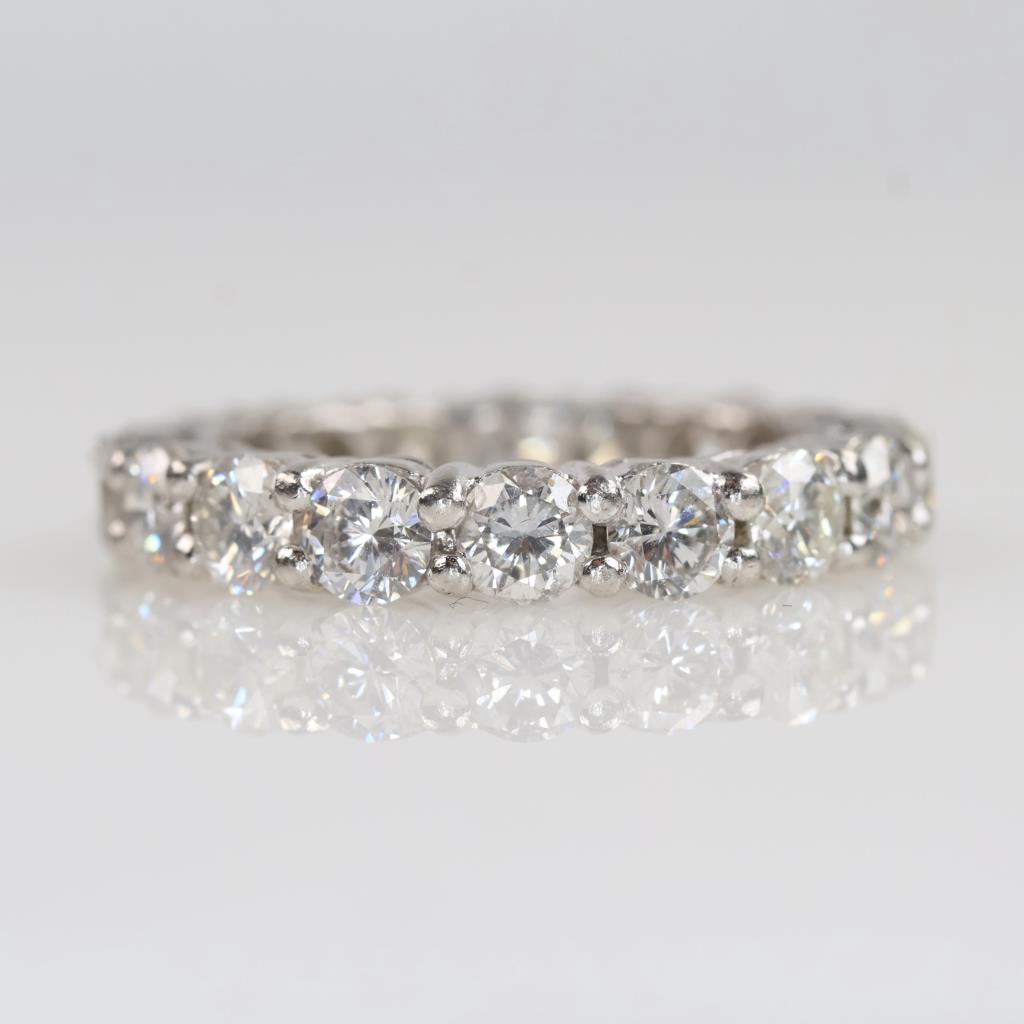 3.24cts TW Diamond Platinum Eternity Wedding Band-Evaluated By Our Certified Gemologist-AGS/GIA