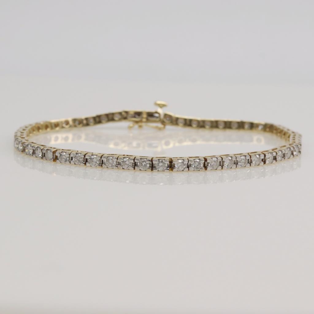 3.30cts TW Diamond 14kt Gold Tennis Bracelet-Evaluated By Our Certified ...