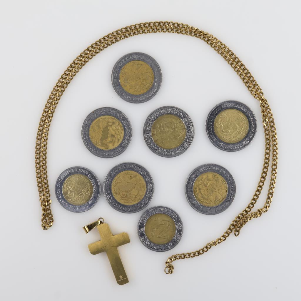 34 Mexican Pesos With Fashion Necklace, 10 Pieces