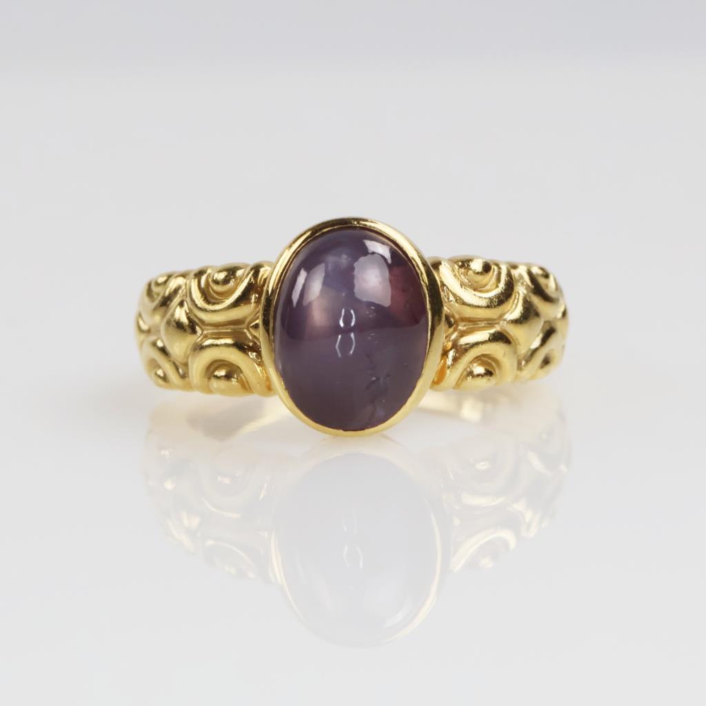 3.46cts TW Natural Star Sapphire 14kt Gold Ring -Evaluated By Our Certified Gemologist-AGS/GIA