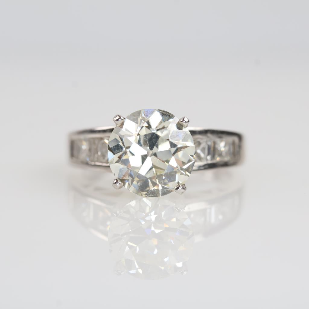 3.80cts TW Diamond Platinum Engagement Ring-Evaluated By Our Certified Gemologist-AGS/GIA