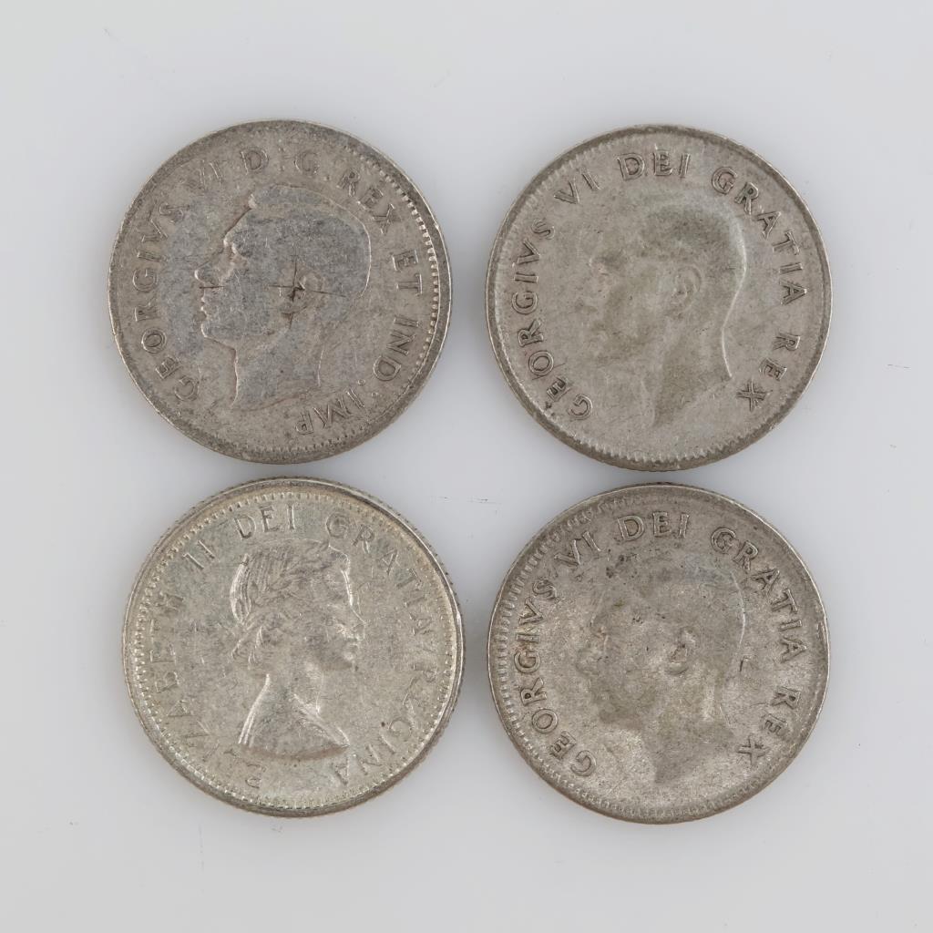 4 Canadian Silver 10 Cents