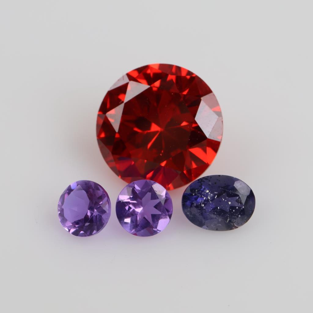 4 Faceted Loose Jewelry Craft Stones