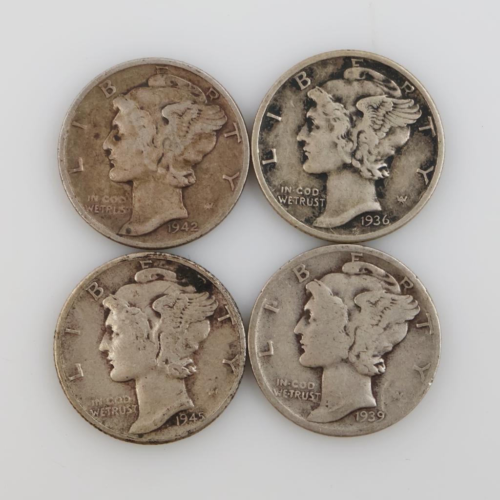 4 Mercury Silver Dimes