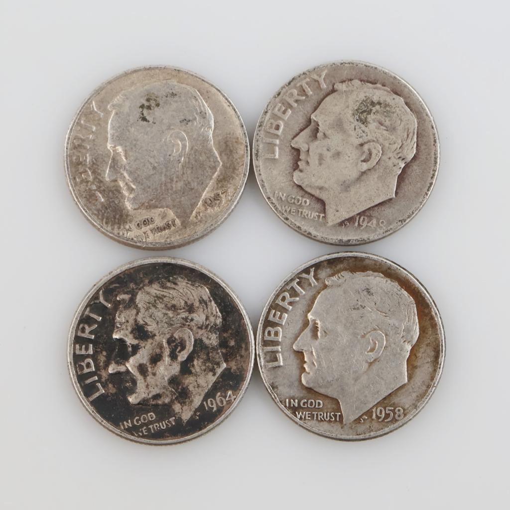 4 Roosevelt Silver Dimes