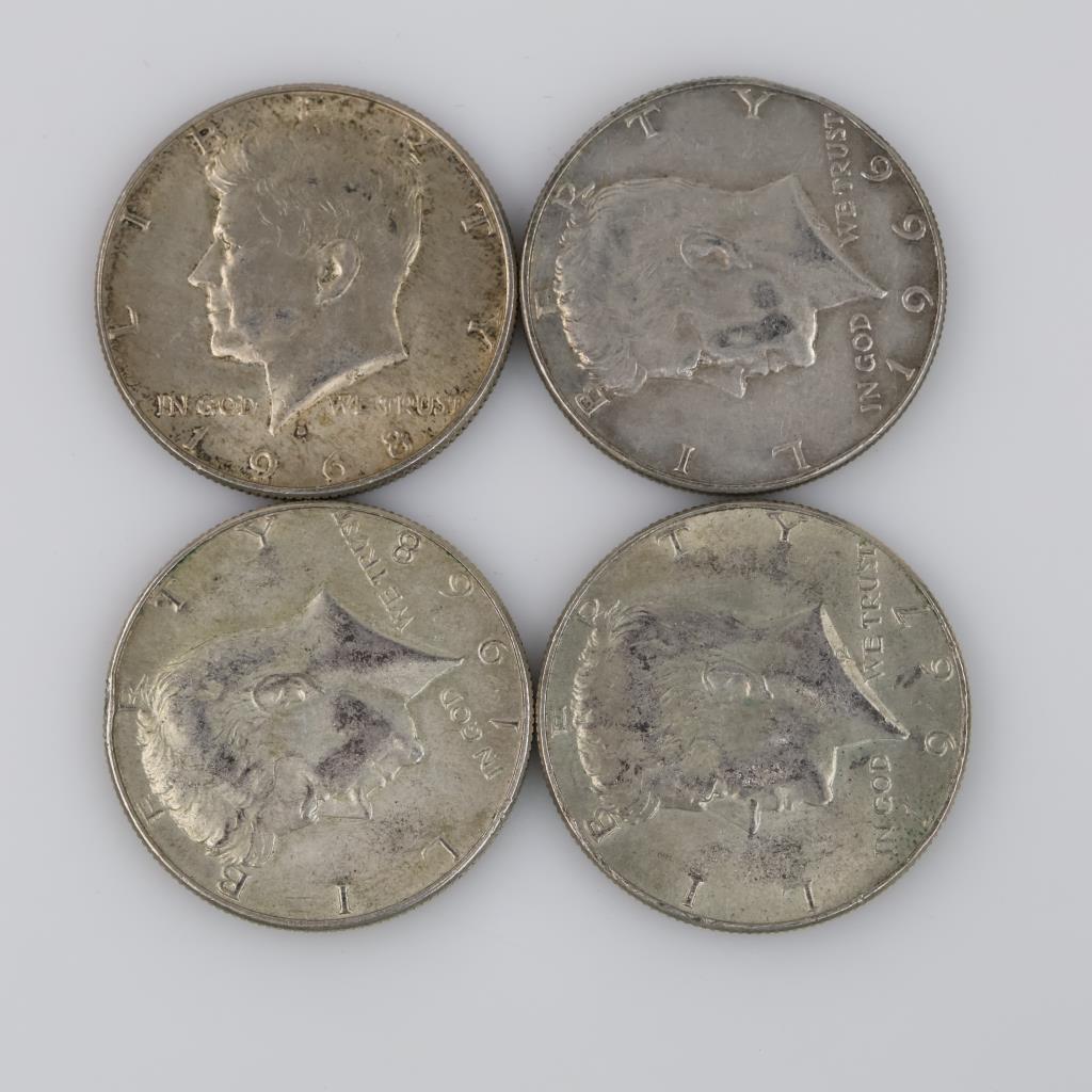 4 US Kennedy Silver-Clad Half Dollar