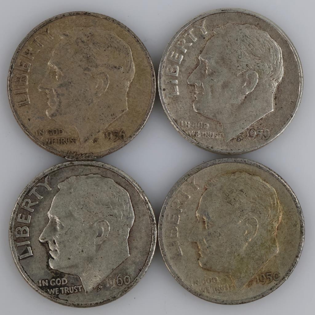 4 US Roosevelt Silver Dimes