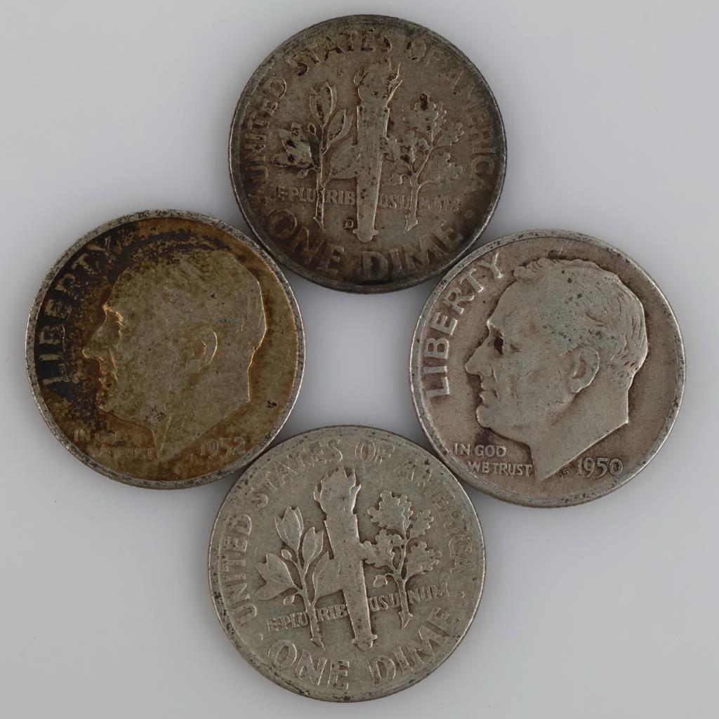 4 US Roosevelt Silver Dimes